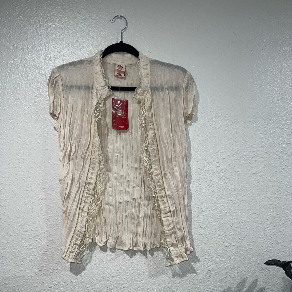Faded glory cream button up blouse